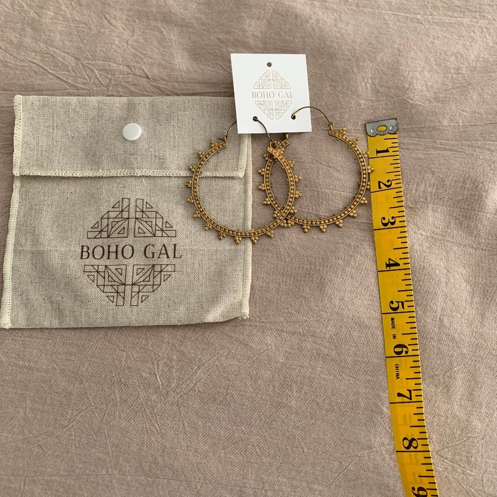 BOHO GAL Eta Brass Hoop earrings, LARGE